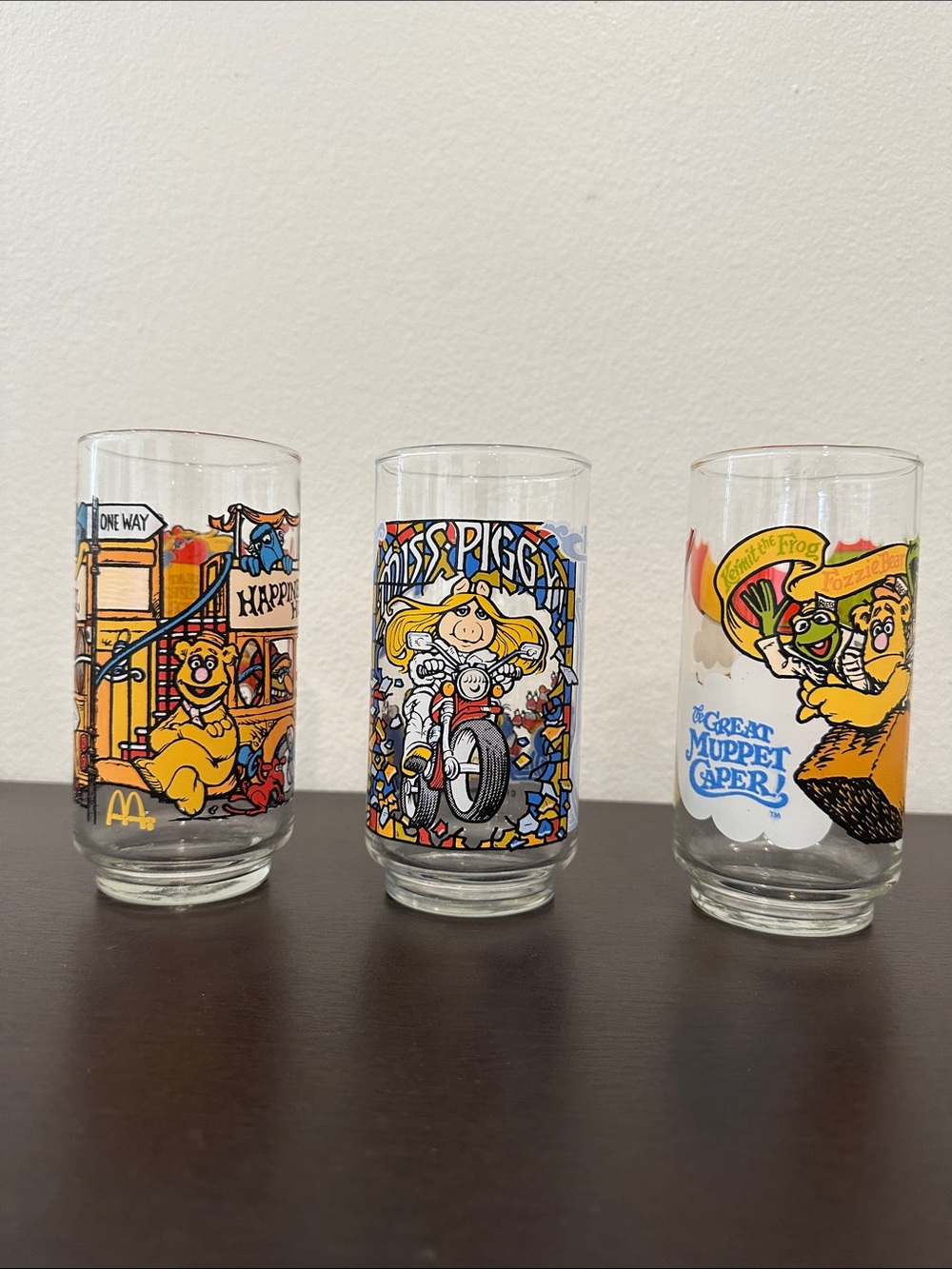 McDonald's Great Muppet Caper Jim Henson Vintage 1981 Glass Set of 3 Glasses
